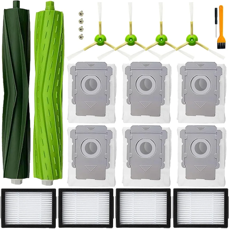 Replacement Filters and Bags for iRobot Roomba i3 i3+ i7 i7+ i4+ i5 i5+ j5 j5+ i6 i6+ i8 i8+ i2 J7 E5 E6 E7 I&J&E Series Vacuum Cleaner,1 Roller Brushes,4 Filters,4 Side Brushes,6 Dust Bags