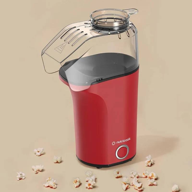 Nutricook NC-PM150R Popcorn Maker Essentials | 1200W | Hot Air | Oil-Free | Red