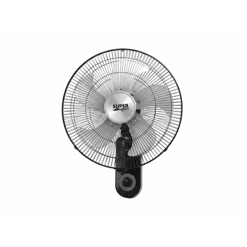SuperTech 18-Inch Wall Fan STFW45-9244 – 60W, 5 Metal Blades, 3 Speed Settings, Black