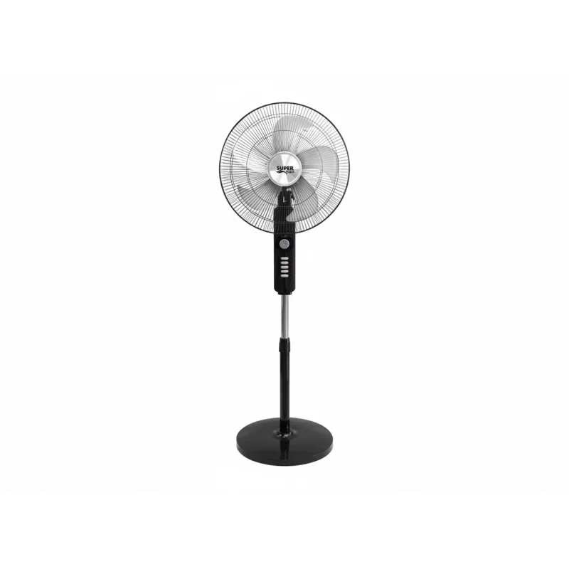 SuperTech 18-Inch Stand Fan STFS45-9084 – 60W, 5 Metal Blades, 4 Speed Settings, Black