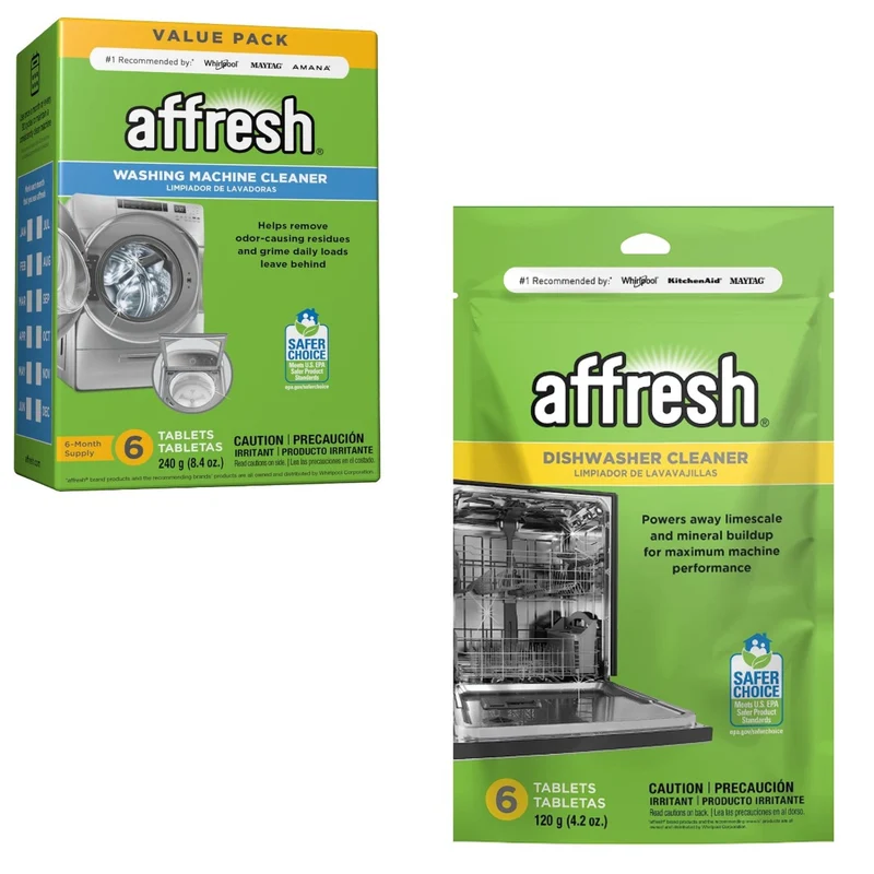 Affresh 6 Month Kit - 6 Dishwasher Tablets W10549851 and 6 Washing Machine Tablets W10282479