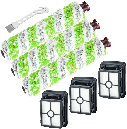Replacement for Bissell 3 Pack 2460 Multi-Surface Pet Pro Brush Rolls + 3 Pack 1866 Vacuum Filters #1613568+1608684