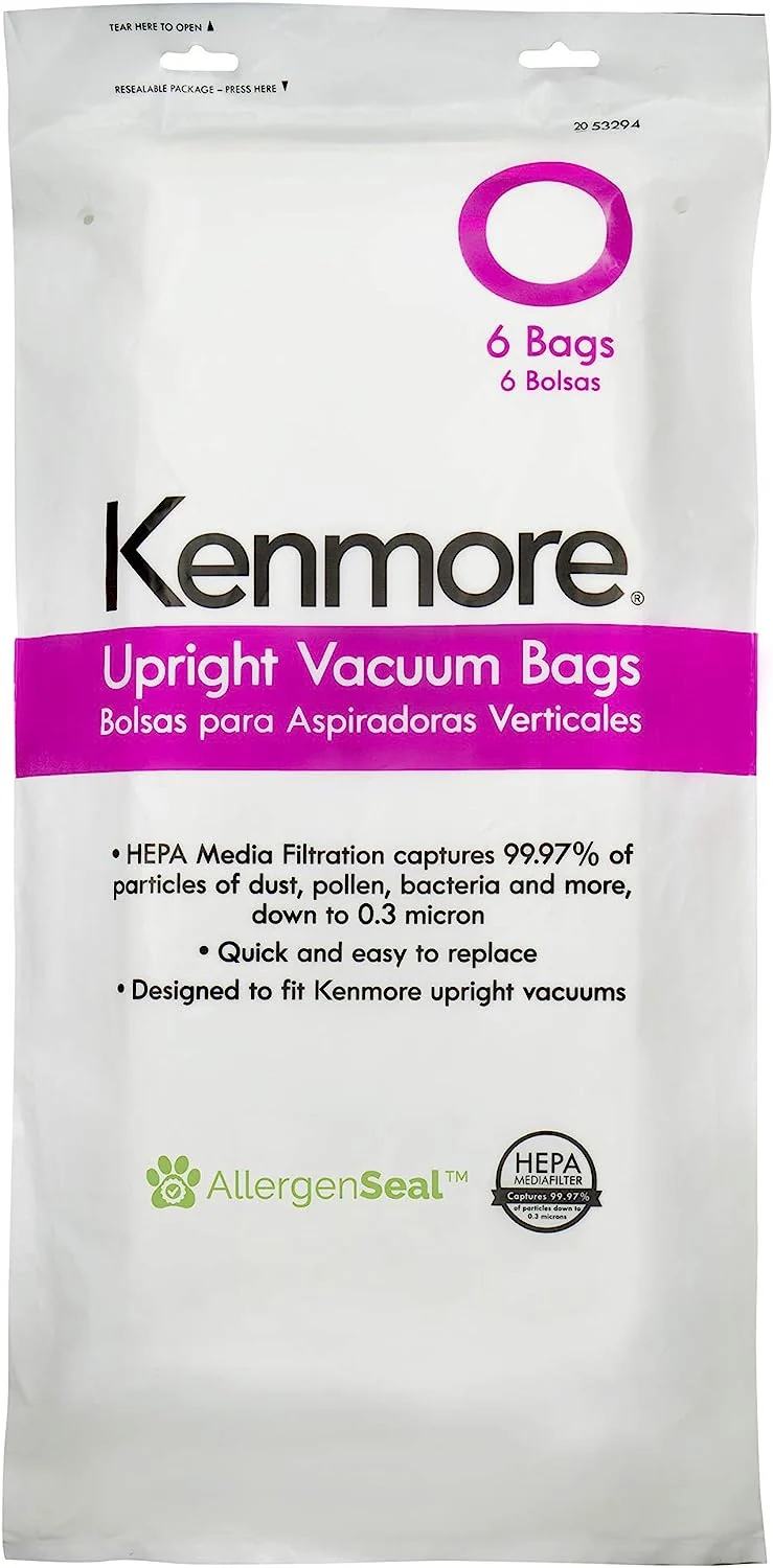 Kenmore 53294 Style O HEPA Cloth Vacuum Bags for Kenmore Upright Vacuum Cleaners 6 Pack #20-53294, 63294