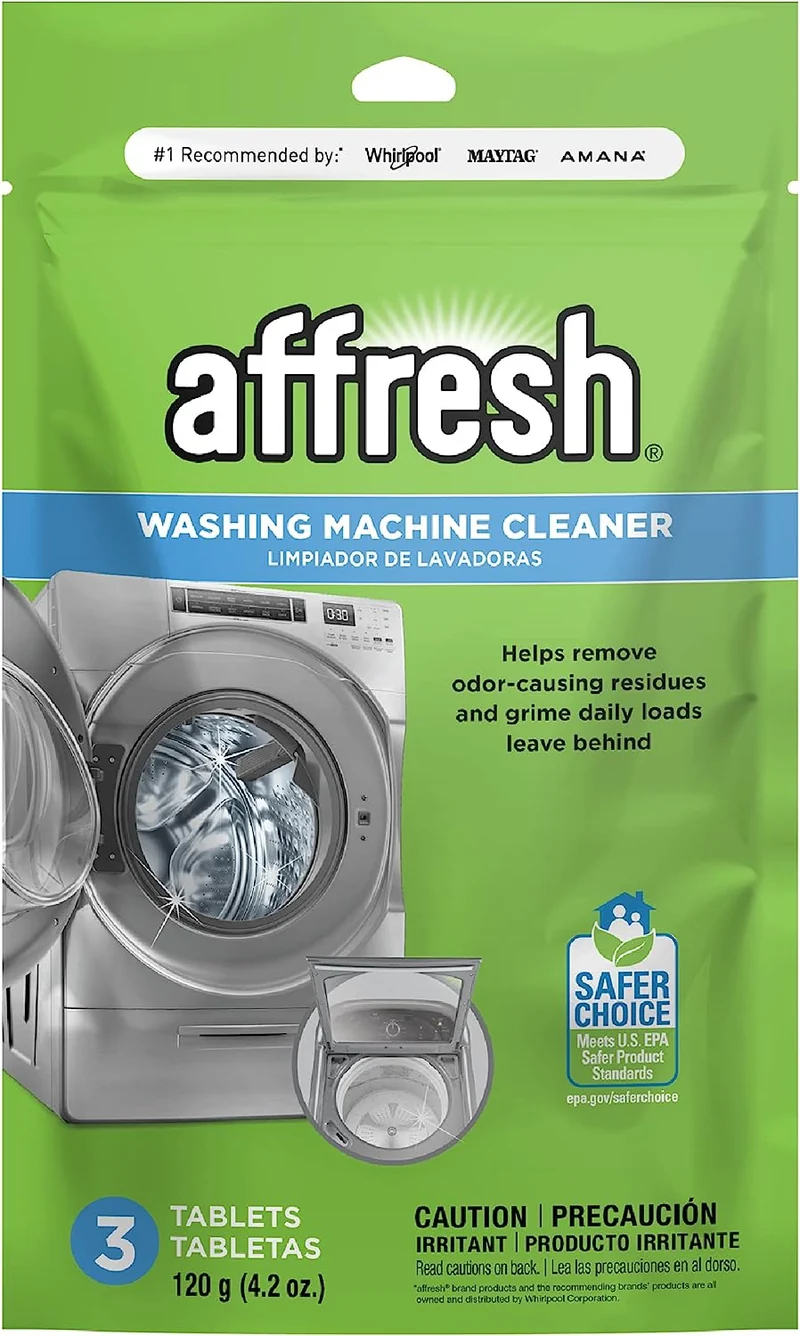 Whirlpool Affresh Washing Machine Cleaner, Cleans Front Load and Top Load Washers, Including HE, 3 Tablets to Clean Washer Tubs
