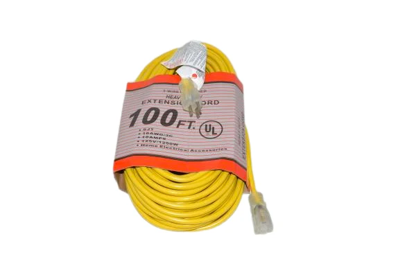 Fit All Commercial 100Ft, Yellow Extension Cord 16/3, Extension Cord
