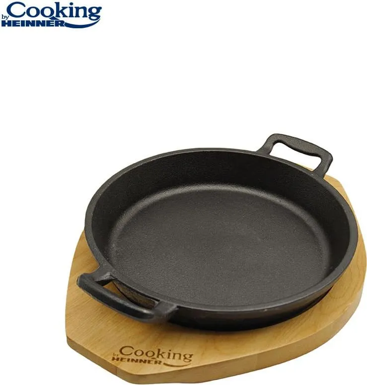 Keptuvė su mediniu padėkliuku ketaus 20cm HR-ZVC-T20 HEINNER