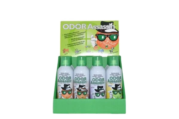 Odor Assassin ORANGE, LEMON, CRISP COTTON, VANILLA BEAN Scents 6oz Each 12/pk Can #125714