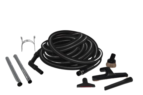 Fit All Central Vac Garage T3 Kit with 50' Black Crushproof Hose and 1.25: Deluxe Attachments