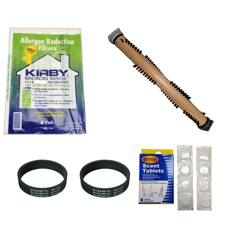 Kirby Sentria Tune Up Kit - 6 Micron Magic Cloth Bags with 0.3 Micron Filtration, 1 Brush Roller, 2 Belts, 8 Scent Tablets