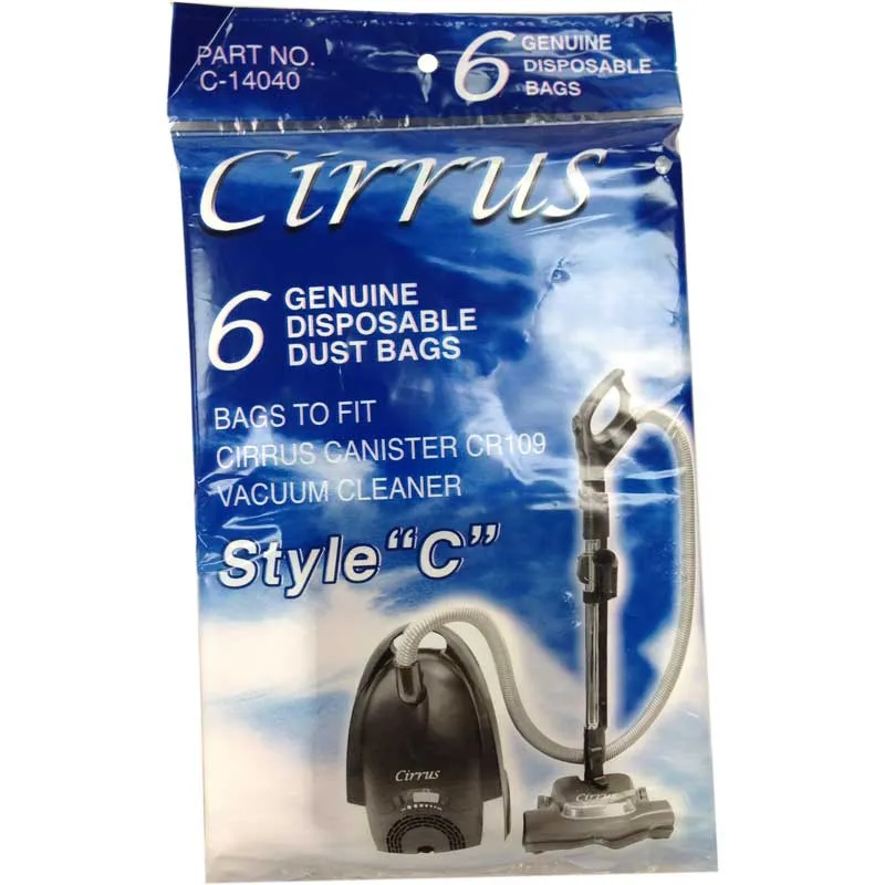 Cirrus CR109 Canister Style C HEPA Vacuum Bags - 6 Bags - C-14040, 855-OPP
