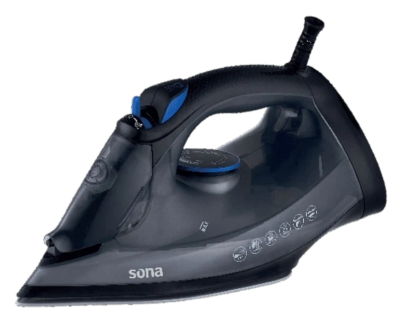 Sona Steam Iron 2600W Ceramic Base 600ml Vertical Steam Gray
