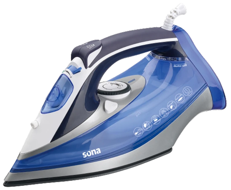 Sona Steam Iron 3000W Blue Ceramic Plate – Model SI-501