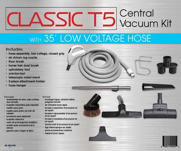 Titan Classic T5 Central Vacuum Kit 35ft Low Voltage Hose and Deluxe Tool Kit