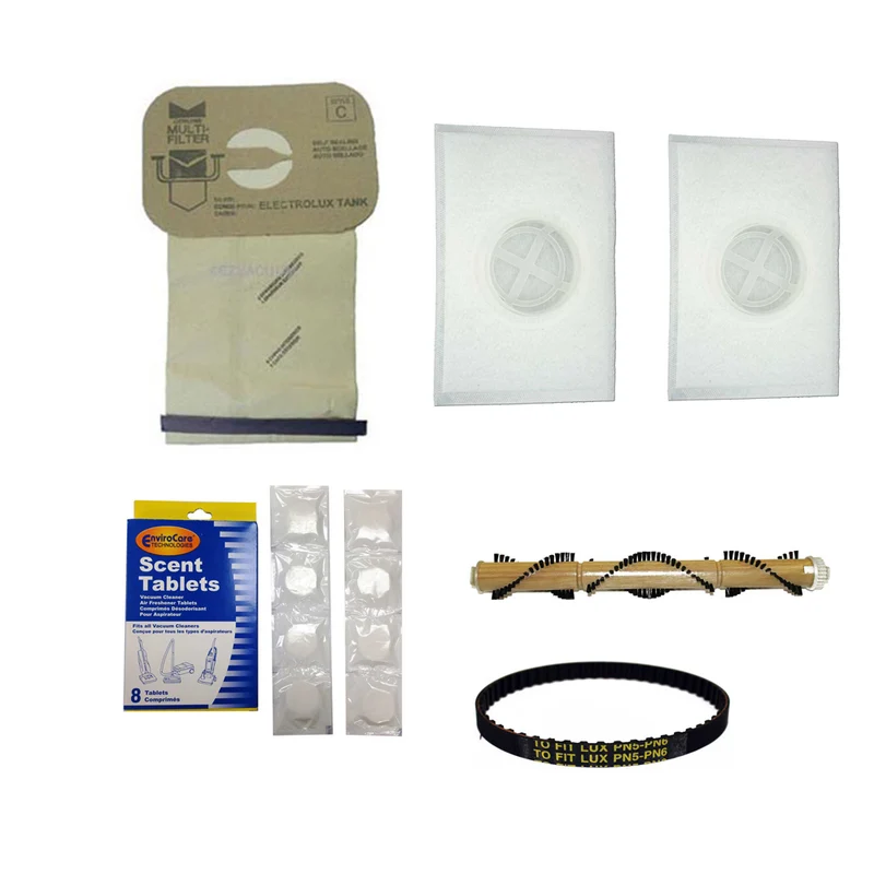 Electrolux Canister Vacuum Cleaner Service Kit For PN5, PN6, PN7 Power Nozzles - 12 C bags, 2 After Filters, 8 Tablets, 1 PN5-6-7 brushroll & one PN5-6-7 Belt