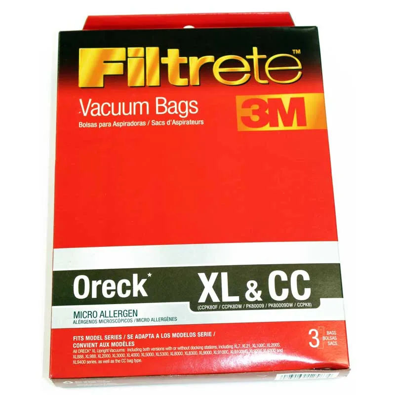 Oreck XL & CC Filtrete 3M Vacuum Cleaner Micro Allergen Bags - 3 Bags