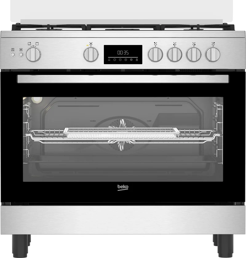 Beko Gas Cooker 90 cm 5 Burners Stainless Steel with Fan | BGGR11225GXA