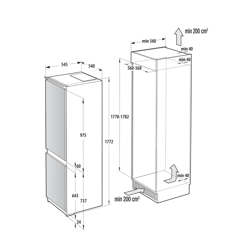 Gorenje NRKI517E41 Inbyggd 252 l Vit