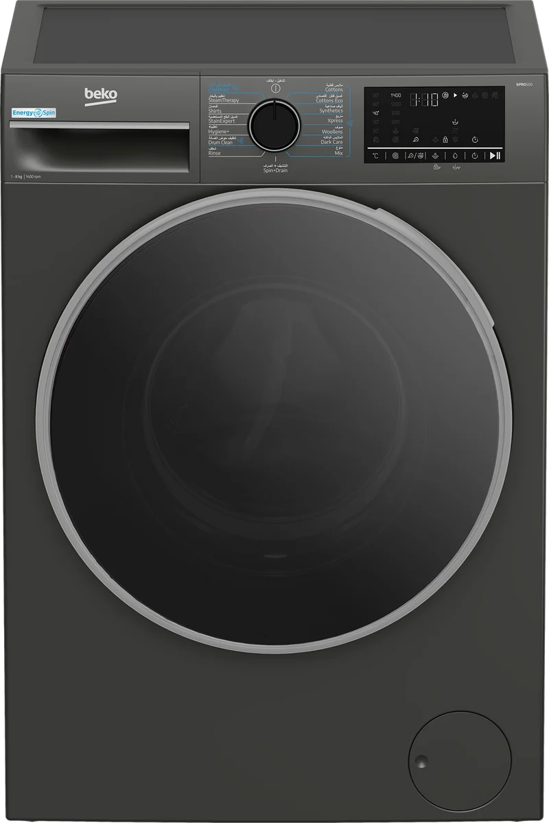 Beko Washing Machine 8 kg 15 Programs 1400 RPM Manhattan Gray Inverter A+++ | B3WFU4842ESMG