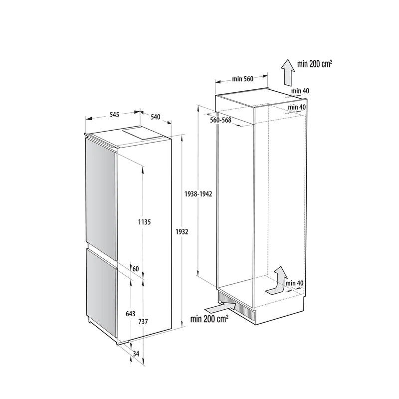 Gorenje NRKI519E41 Inbyggd 284 l Vit