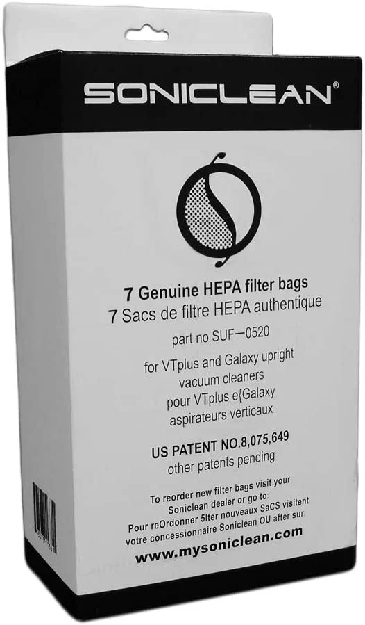 Soniclean Upright U1 HEPA Filter Bags Part #: SUF-0520