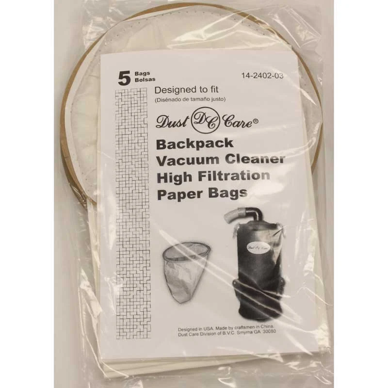Replacement Dust Care Backpack Vacuum Cleaner Bags 5/pk # FA-1450, 738SEC-OPP_5Bags