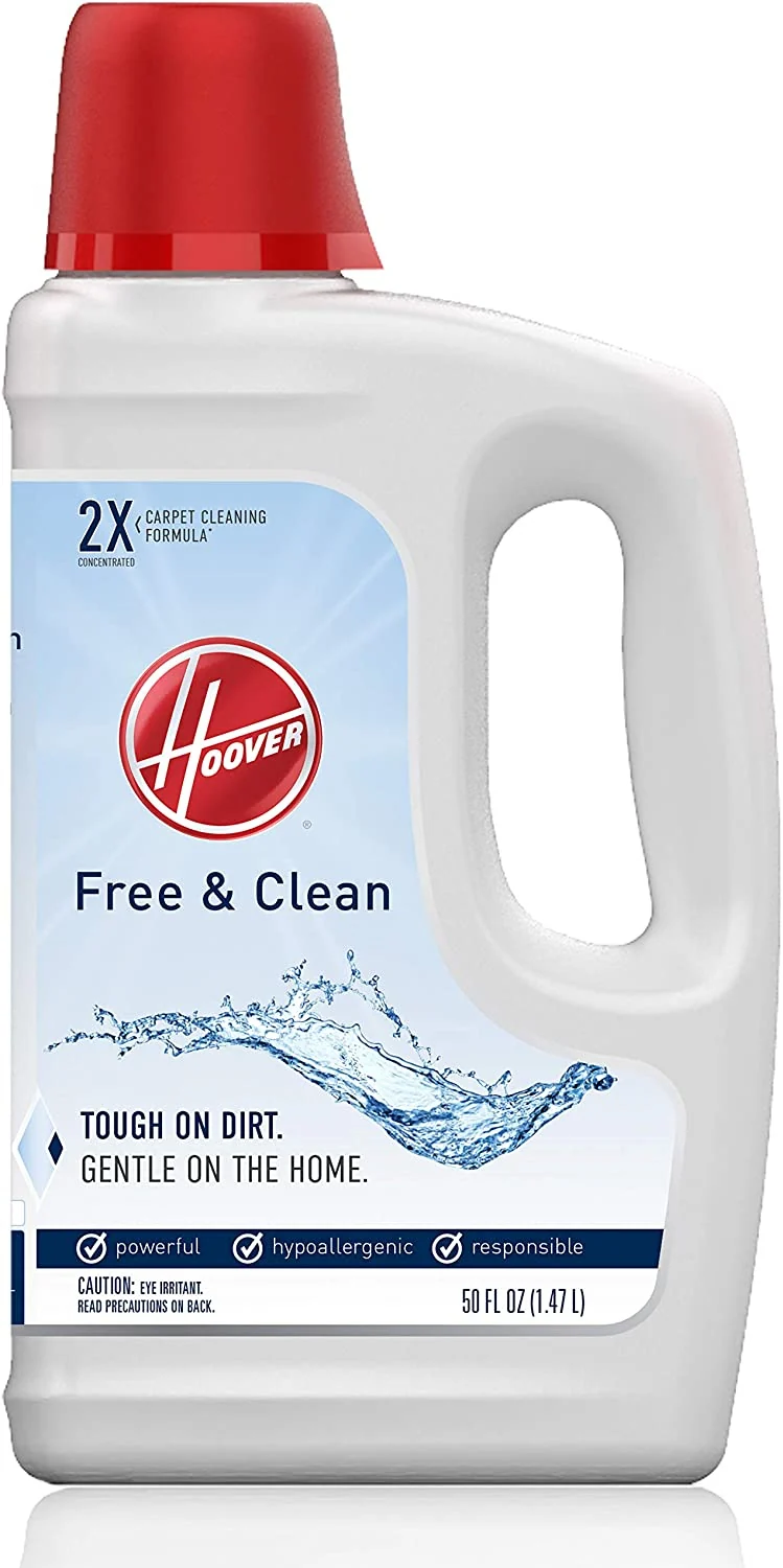 Hoover Free & Clean Deep Cleaning Carpet Shampoo, Concentrated Machine Cleaner Solution, 50oz Hypoallergenic Formula, 50 Fl Oz, AH30952