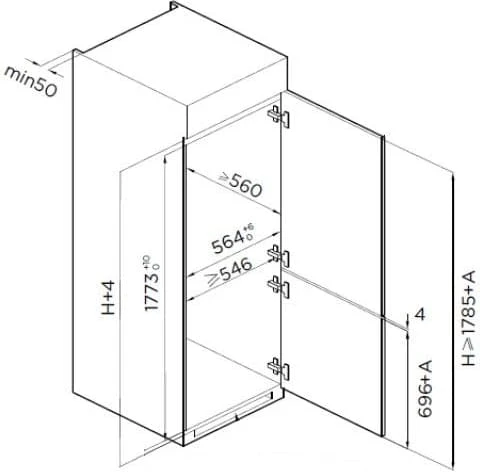 Įmontuojama šaldytuvas Combi HC-BIM271INVE++ HEINNER