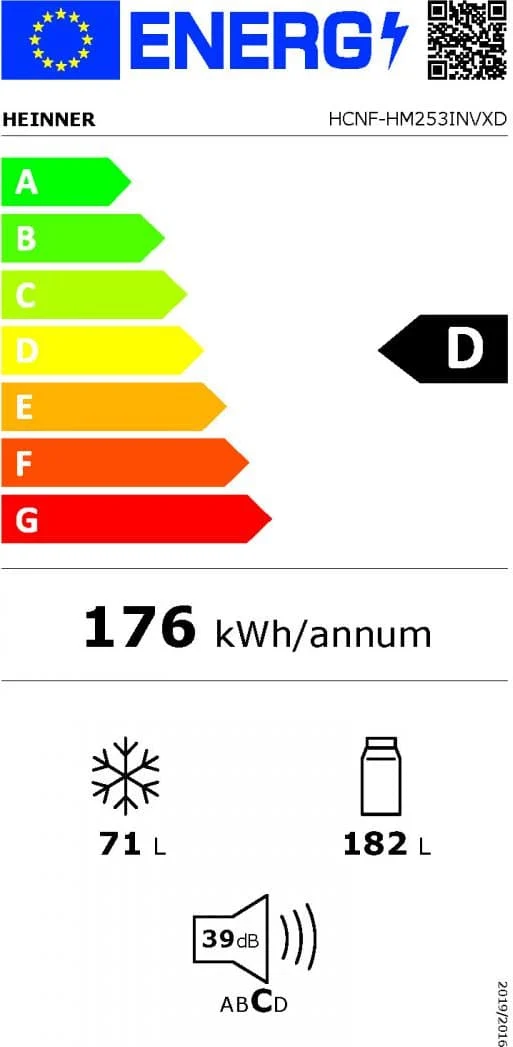 Šaldytuvas Combi HCNF-HM253INVXD HEINNER
