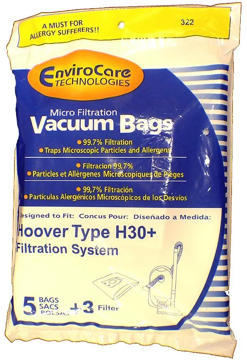 Hoover H30 Telios Vacuum Bags 40101001, 09169855 - Generic - 5 bags
