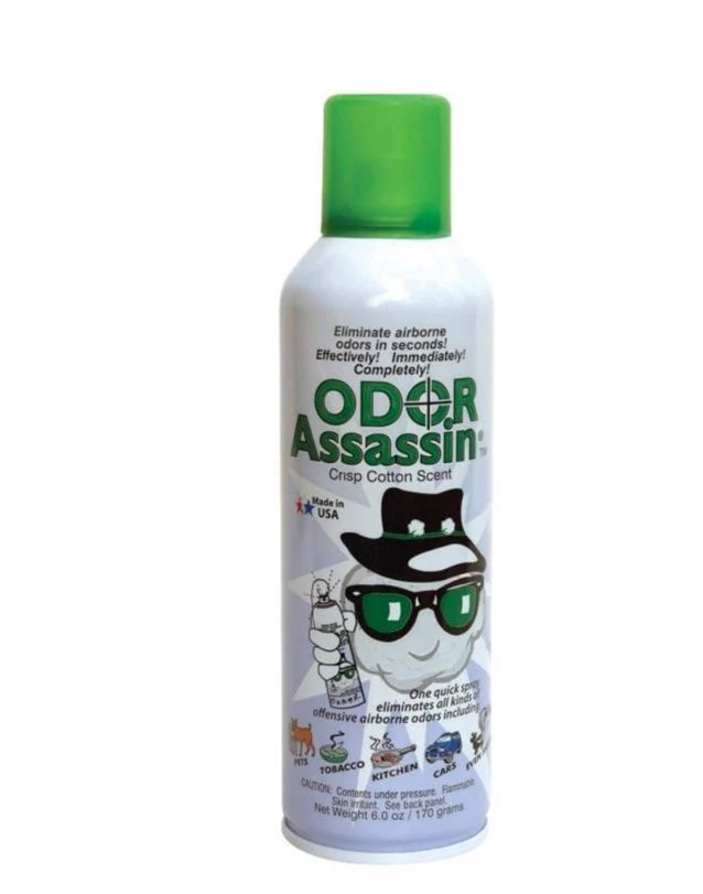 Odor Assassin Odor Eliminator Crisp Cotton Scent, 6oz, Green Cap, Pressurized Can