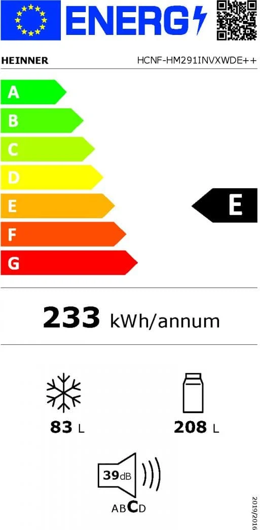 Šaldytuvas Combi HCNF-HM291INVXWDE++ HEINNER