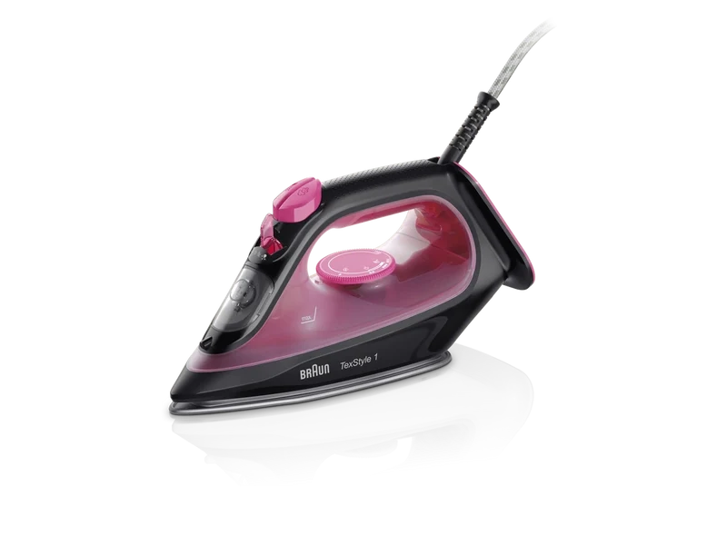 Braun TexStyle 1 Steam Iron 2000W 220ml SuperCeramic Soleplate Lightweight – Black & Violet (SI1070PU)