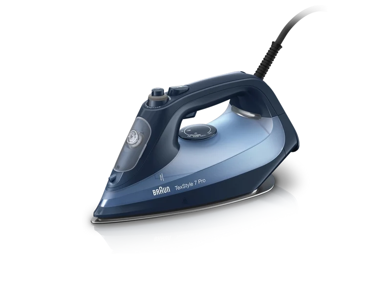 Braun TexStyle 7 Pro Steam Iron 3000W 300ml FreeGlide 3D EloxalPlus Soleplate Auto Shut-Off – Blue (SI7160BL)
