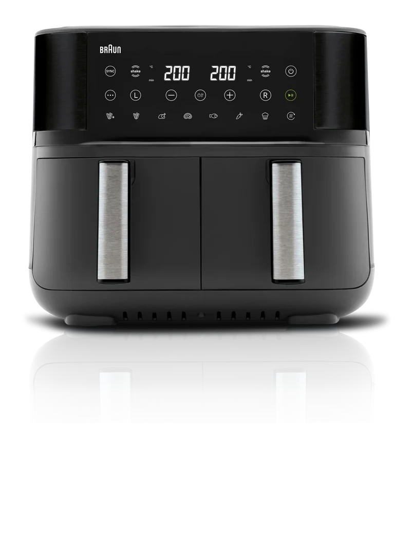 Braun Dual Basket Air Fryer 8L 2850W 8 Programs Sync Function Digital Touch Screen – Black