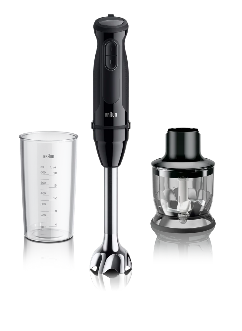 Braun Series 3 Hand Blender 900W 2 Speeds 350ml Chopper & Measuring Beaker – Black (MQ30201MBK)