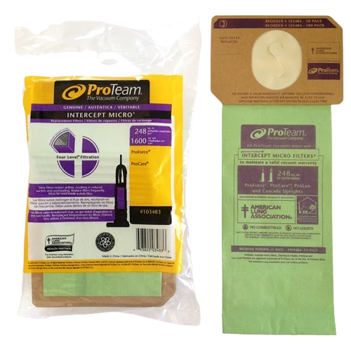 Proteam 103483 ProCare ProForce 1500 HEPA, 1500XP HEPA, 1200XP HEPA, ProCare 15 and ProCare 151XP Upright Vacuum Cleaner Bags 103483 - 10 Bags - Genuine