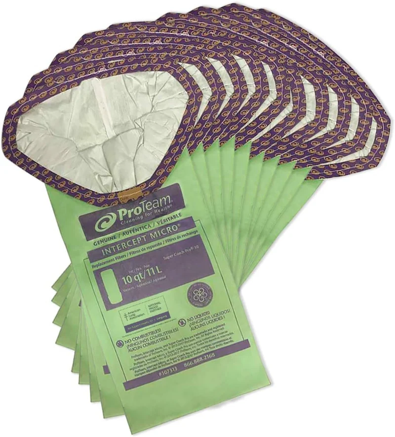 ProTeam 107313 Intercept Micro Filter Bags for Super Coach Pro 10 / GoFit10 Backpack with Open Collar and 10-Quart Capacity, 10/Pack