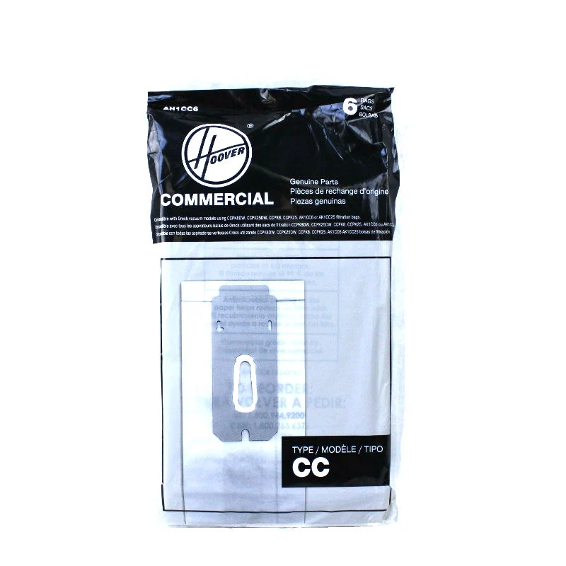 Oreck Type CC Hypoallergenic Commercial Vacuum Bags 6/pk #AH1CC6. Replaces CCPK8DW, CCPK8, CCPK25, AK1CC6, AK1CC25