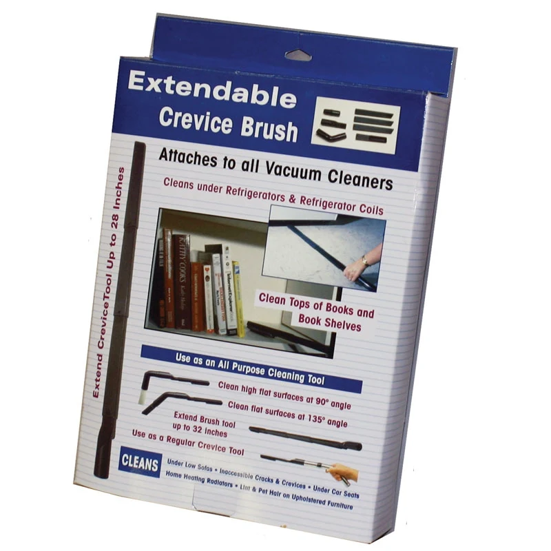 Extendable Crevice tool with Brush to Clean on Top of Shelves