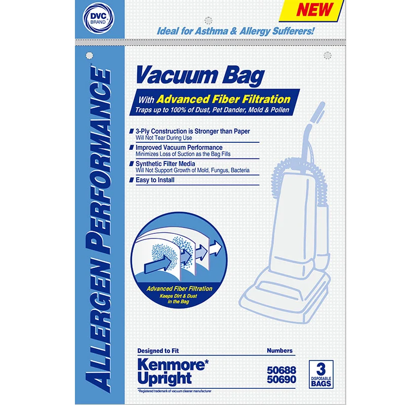 Replacement Sears Ultracare Kenmore 50688 or 50690 Upright Hepa Type O Cloth Bags - 3 Pack #464732