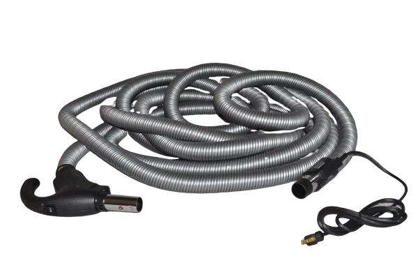 Replacement for Cen-Tec Systems Central Vacuum 35' Universal Connect Electric Hose with Button Lock Stub Tube and Recessed Receptacle #99702, 99407