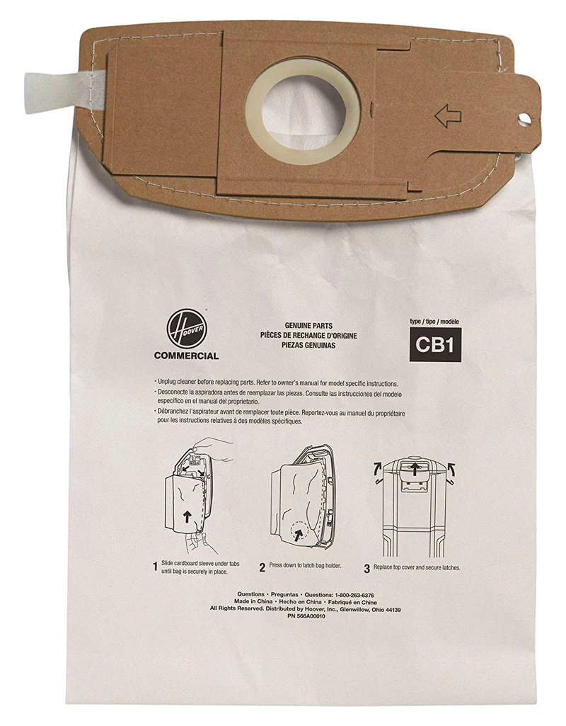 Hoover Commercial AH10173 CB1 HushTone Backpack Bags, Standard Filtration (Pack of 10) for CH34006 and CH93406