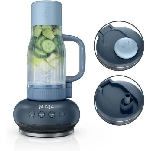 Ninja BlendBoss Blender 710ml su Removable Travel Cup, 3 Preset Mode Cyberspace EU DB351EUCY, juoda spalva