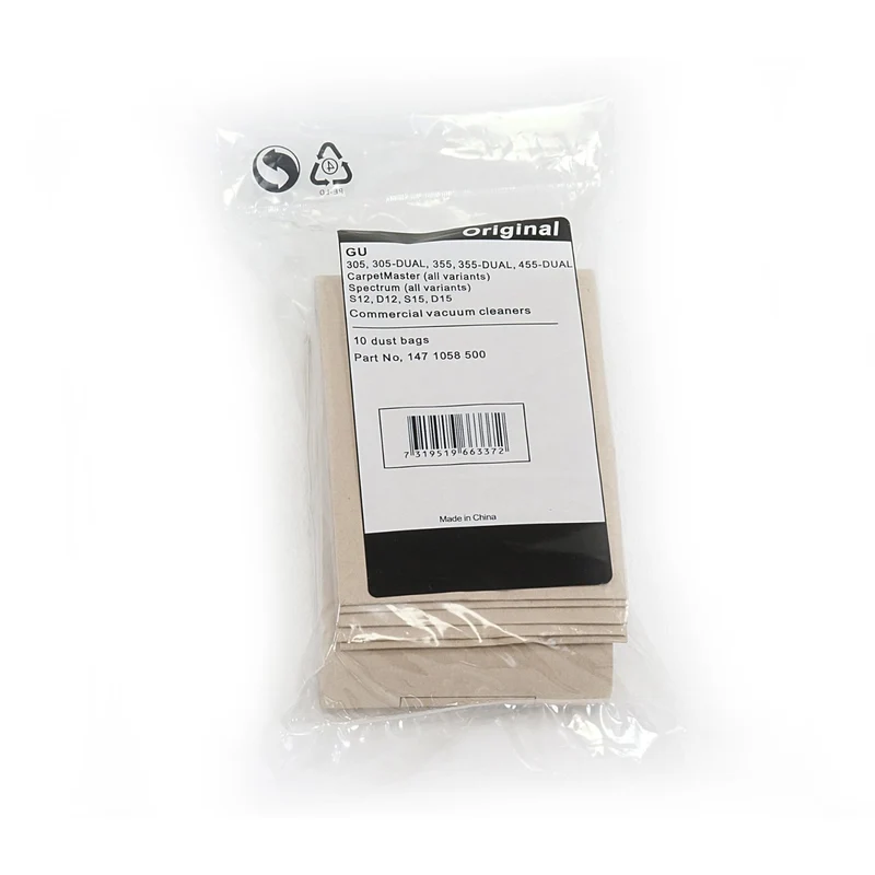 Advance Clarke 1471058500 Commercial Dust Bag Kit for Clarke CarpetMaster 112 115 212 215 218 & Nilfisk Spectrum 12 12H 15 15D 18D etc - 10 Bags + 2 Pre-Filters - Genuine