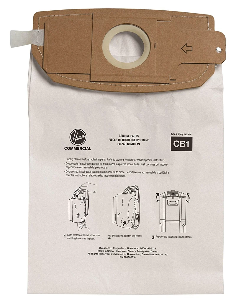 Hoover Commercial AH10173 HushTone Back Pack Bags, Standard Filtration 10/pk for Hushtone Backpack model CH34006 CH93406