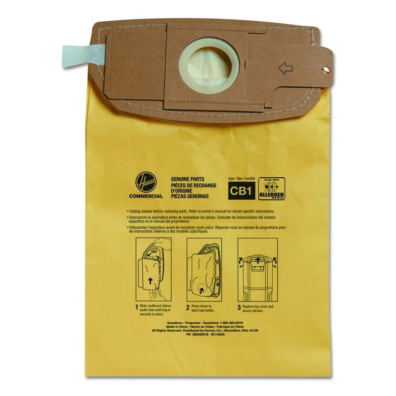 Hoover Commercial AH10273 HushTone Back Pack Bags, Allergen Filtration 10/pk for Hushtone Backpack model CH34006 CH93406