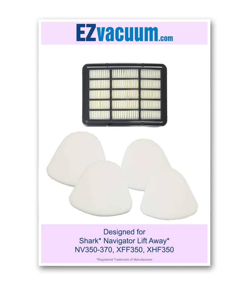 Shark Navigator Lift-Away NV350, NV351, NV352, NV355, NV356, NV356E, NV357 Pre-Filter Kit (Containing 1 HEPA and 2 Foam Filter Kits), 2x650, 1x651