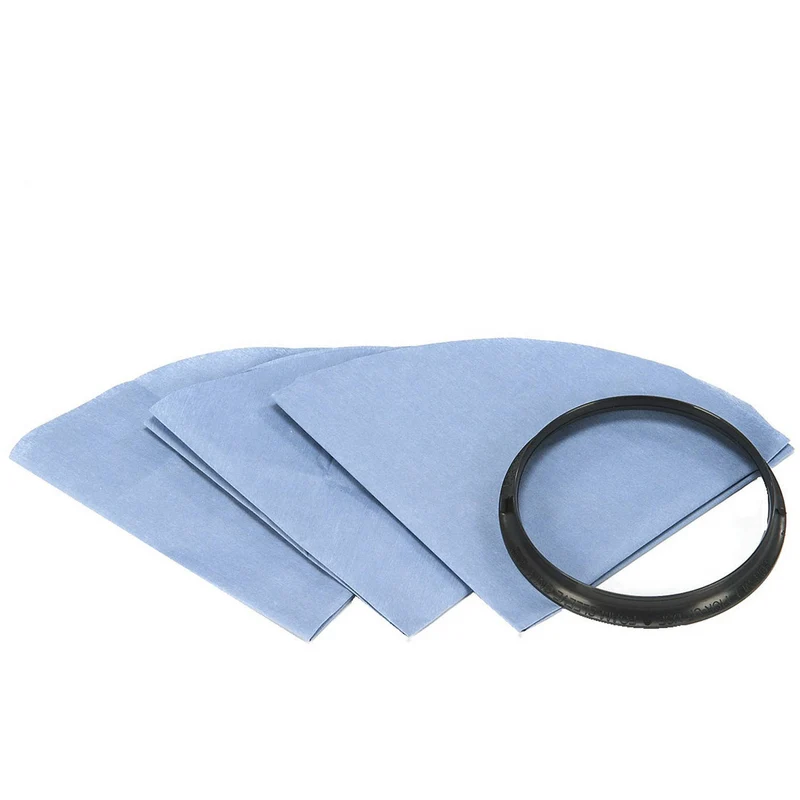Replacement Stanley 25-1201, 20-1100 Vacuum Cleaner Bag Filters plus Clamp Ring, 3/pk