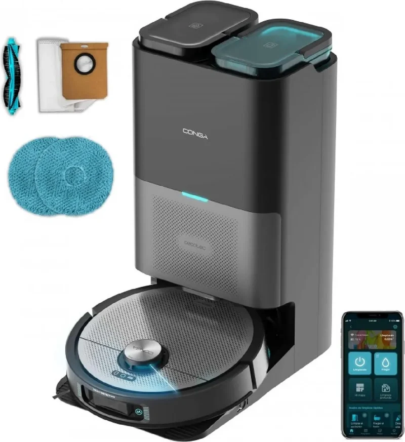 Cecotec Conga 15090 SpinArm Home & Wash Robot Vacuum — Rotating Mop, Laser Navigation