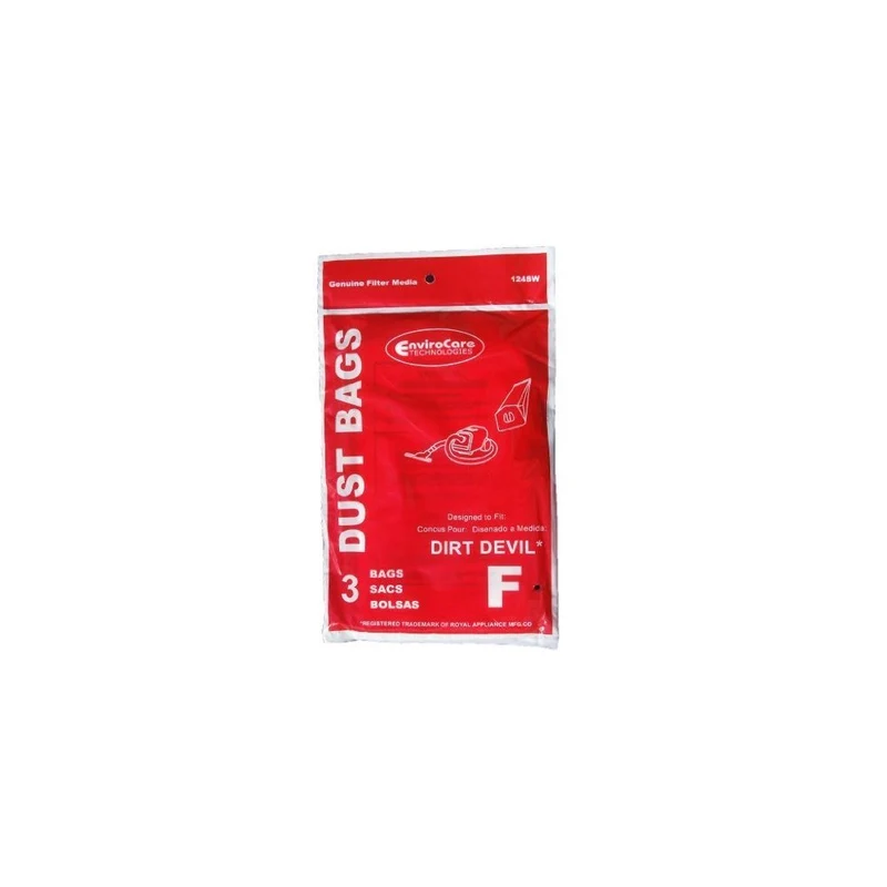12 Royal Dirt Devil Canister Type F Allergy Vacuum Bags, Can Vac, Power Pak Vacuum Cleaners, 3-200147-001, 32001470